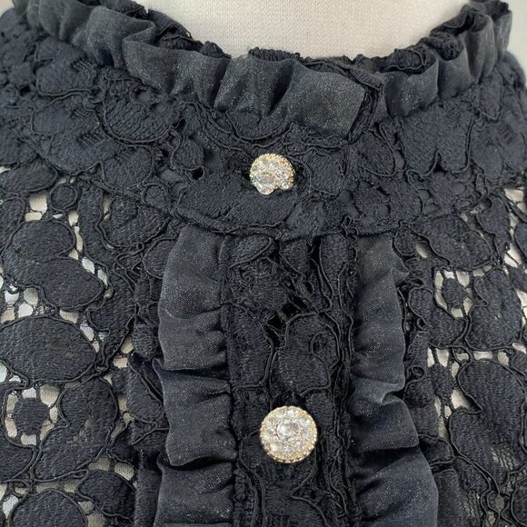 NEW Zara Womens Plus XXL Black Lace Dress Ruffle Details & Jewel Buttons - Picture 4 of 16